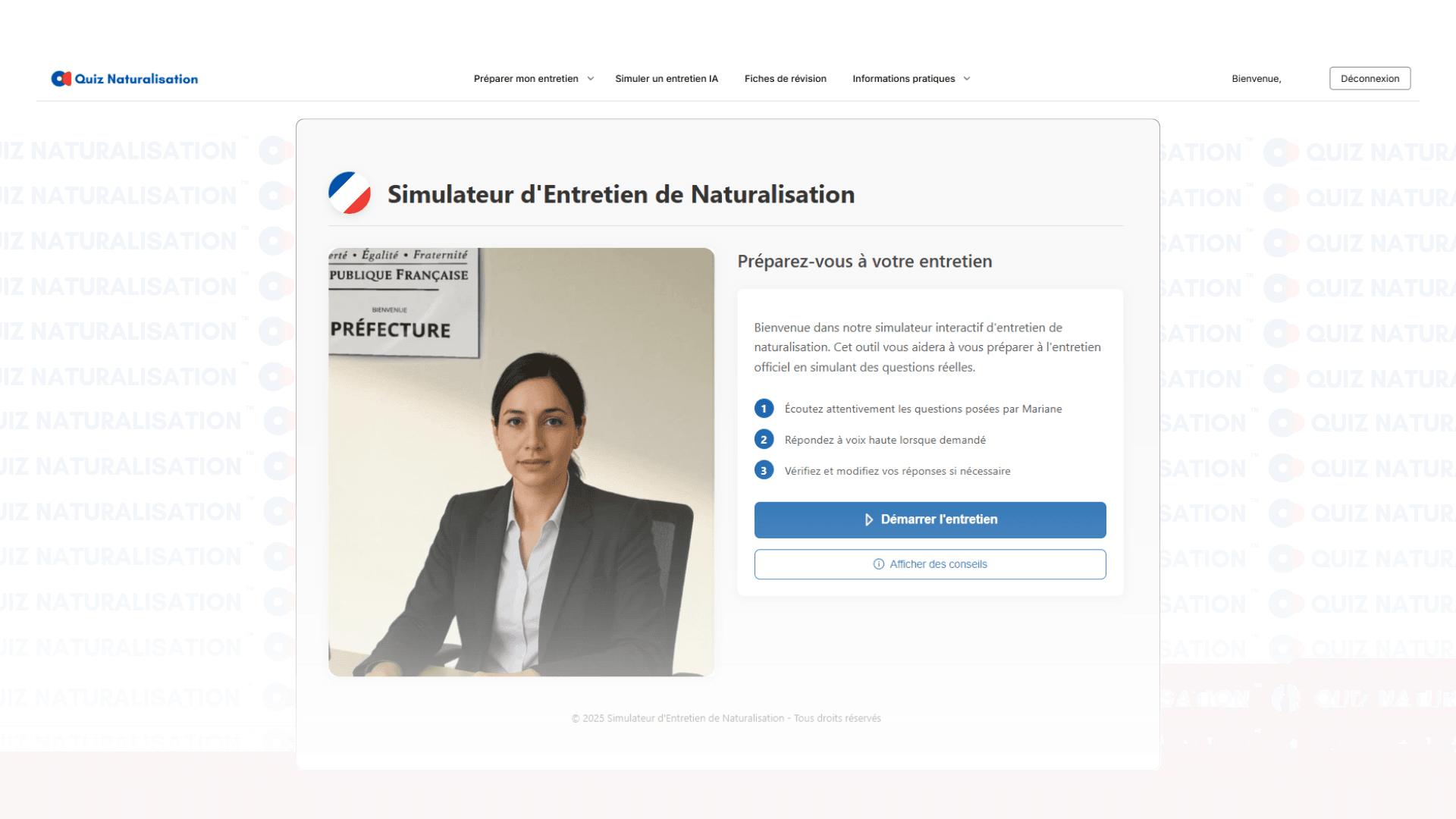 Simulateur d'entretien d'assimilation par IA